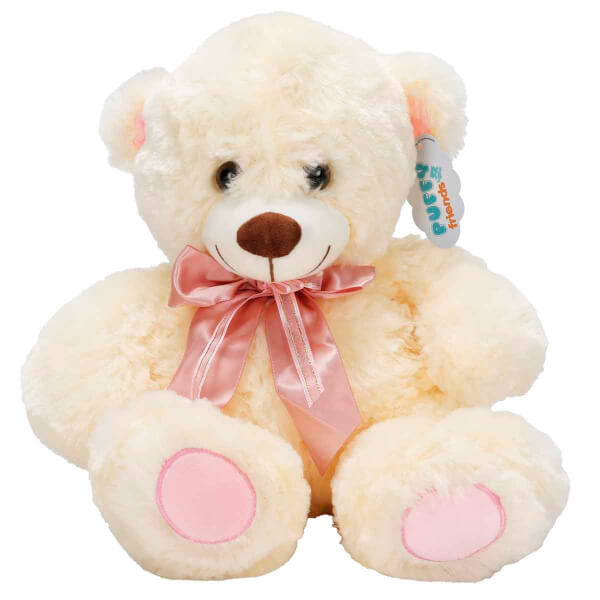 Sevimli Peluş Ayı 30 cm - Pembe Kurdeleli