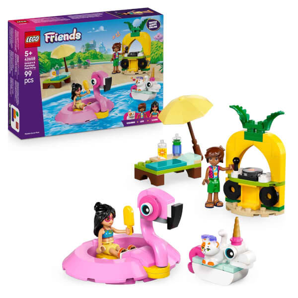 LEGO Friends Tek Boynuzlu At ve Flamingo Havuz Partisi 42658 - 5 Yaş ve Üzeri Çocuklar için Yaratıcı Oyuncak Yapım Seti (99 Parça)