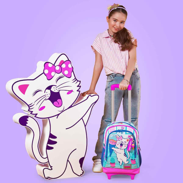Coral High Kedi Işıklı Tekerlekli Çekçekli Okul Çantası 23951
