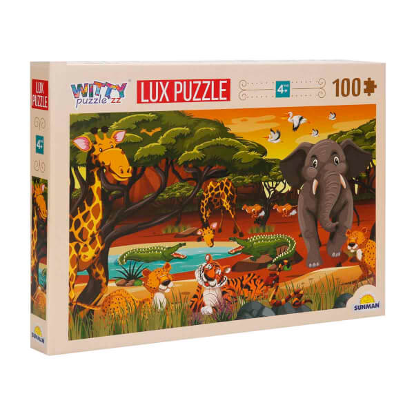 100 Parça Puzzle: Afrika Hayvanları Ormanda