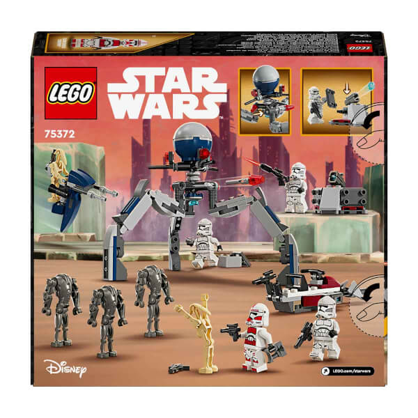 LEGO® Star Wars™ Klon Trooper ve Savaş Droidi Savaş Paketi Seti 75372- 7 Yaş ve Üzeri Star Wars Sevenler için Yaratıcı Oyuncak Yapım Seti (215 Parça)