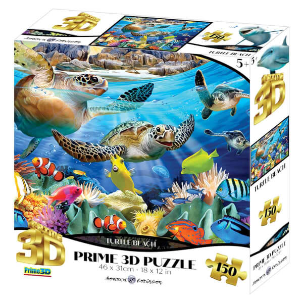 150 Parça 3D Puzzle: Kaplumbağa Plajı