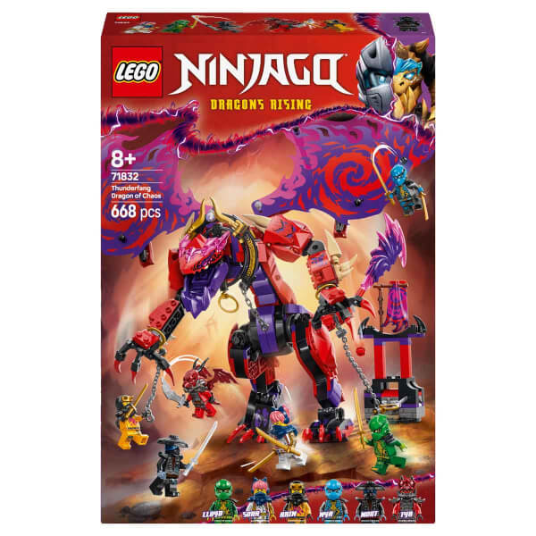 LEGO NINJAGO Thunderfang Kaos Ejderhası 71832 - 8 Yaş ve Üzeri Çocuklar için 6 Ninja Minifigürü İçeren Yaratıcı Oyuncak Yapım Seti (668 Parça)