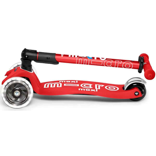Micro Maxi Deluxe 3 Tekerlekli Katlanabilir Işıklı Kırmızı Scooter