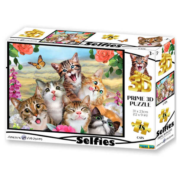 Prime 3D 48 Parça 3D Puzzle: Kediler Selfie