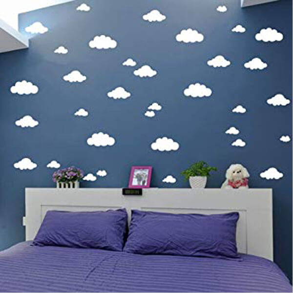 BugyBagy Beyaz Duvar Sticker Karışık Bulutlar 148 Adet