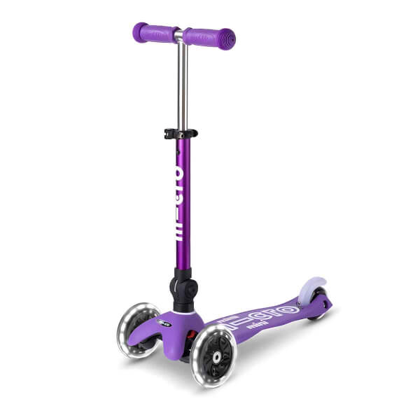 Micro Mini Deluxe 3 Tekerlekli Katlanabilir Işıklı Mor Scooter