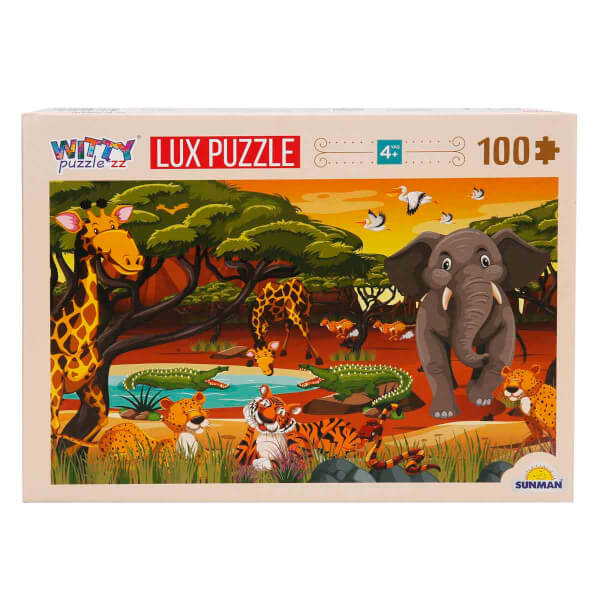 100 Parça Puzzle: Afrika Hayvanları Ormanda