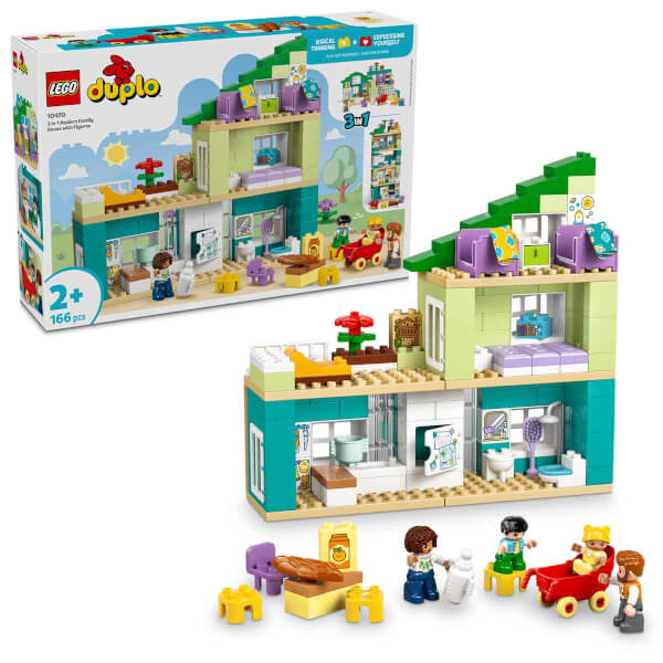 LEGO DUPLO Kasabası 3’ü 1 Arada Figürlü Modern Aile Evi 10470 - 2 Yaş ve Üzeri Çocuklar için Yaratıcı Bebek Evi Yapım Seti (166 Parça)