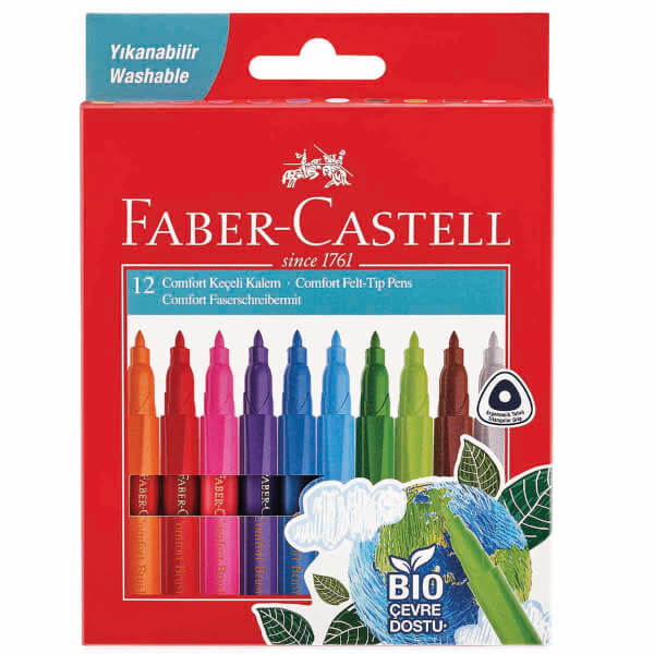 Faber-Castell Yıkanabilir Comfort Keçeli Kalem 12’li