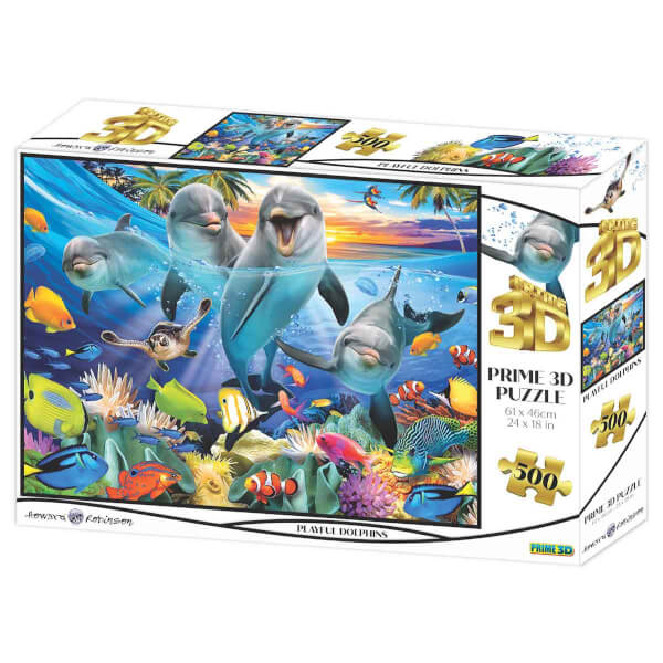 500 Parça 3D Puzzle: Oyuncu Yunuslar 