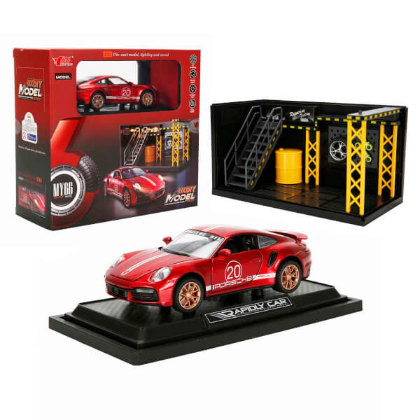 1:32 Sesli ve Işıklı Porsche 911 Turbo S Die Cast Çek Bırak Model