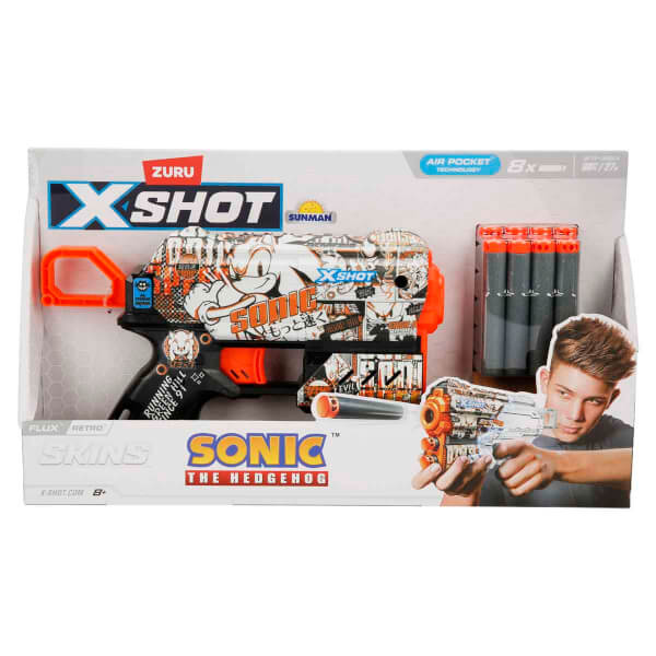 X-Shot Skins Flux Sonic The Hedgehog 8 Mermili Sünger Dart Atan Silah 21 cm