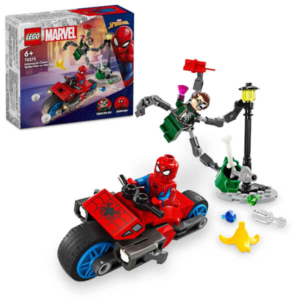 LEGO® Marvel Motosiklet Takibi: Örümcek Adam Doktor Oktopus'a Karşı 76275 - 6 Yaş ve Üzeri Süper Kahraman Seven Çocuklar için Yaratıcı Oyuncak Yapım Seti (77 Parça)