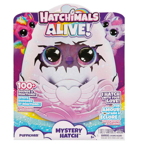 Sesli ve Işıklı Hatchimals Alive Mystery Hatch Pufficorn İnteraktif Peluş Sürpriz Yumurta