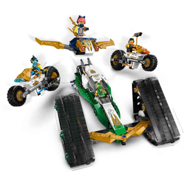 LEGO NINJAGO Ninja Ekibi Kombo Araç 71820 – 9 Yaş ve Üzeri İçin Planör, Yarış Arabası ve 2 Motosiklet İçeren 4’ü 1 Arada Yaratıcı Oyuncak Yapım Seti (576 Parça)