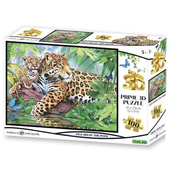 100 Parça 3D Puzzle: Jaguar ve Yavrusu