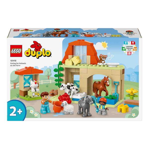 LEGO® DUPLO® Kasabası Çiftlikte Hayvanların Bakımı 10416 - 2 Yaş ve Üzeri Çocuklar için Rol Yapma Faaliyetlerini Teşvik Eden Oyuncak İnek, Koyun, Tavuk ve At İçeren Eğitici Oyuncak Yapım Seti (74 Parça)