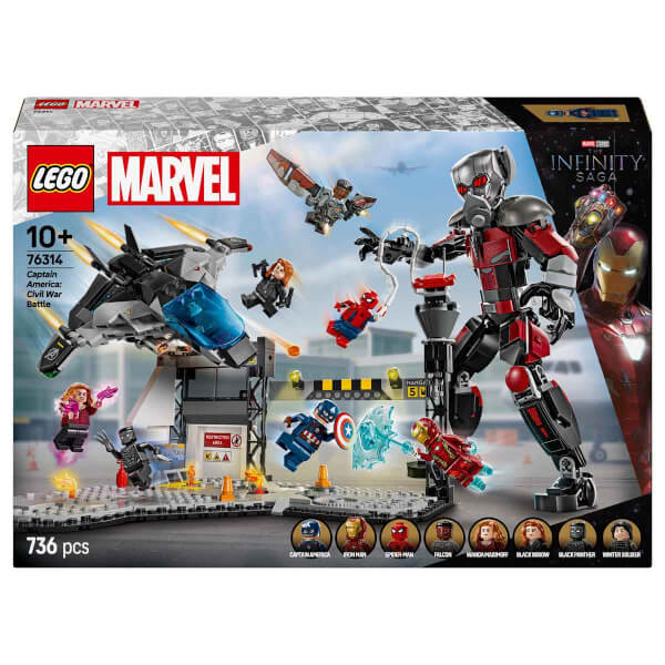 LEGO Marvel Kaptan Amerika: Kahramanların Savaşı Aksiyon Savaşı 76314 - 10 Yaş ve Üzeri Süper Kahraman Seven Çocuklar için 8 Minifigür İçeren Yaratıcı Oyuncak Yapım Seti (736 Parça)