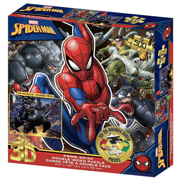 Prime 3D/2D 500 Parça Çift Taraflı Puzzle: Marvel Spider-Man
