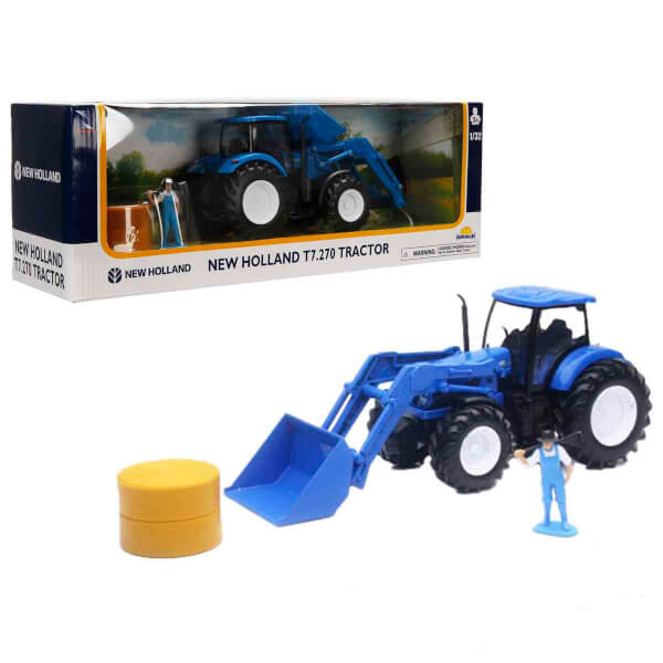 1:32 New Holland T7.270 Traktör Çiftlik Oyun Seti - Traktör Kepçe-Saman Balyası