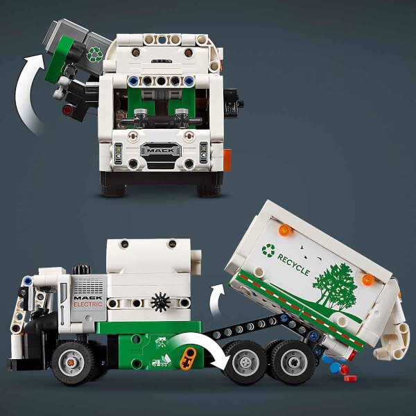 LEGO® Technic Mack® LR Elektrikli Çöp Kamyonu 42167 - 8 Yaş ve Üzeri Çocuklar için Geri Dönüşüm Temalı Koleksiyonluk Yaratıcı Oyuncak Model Yapım Seti (503 Parça)