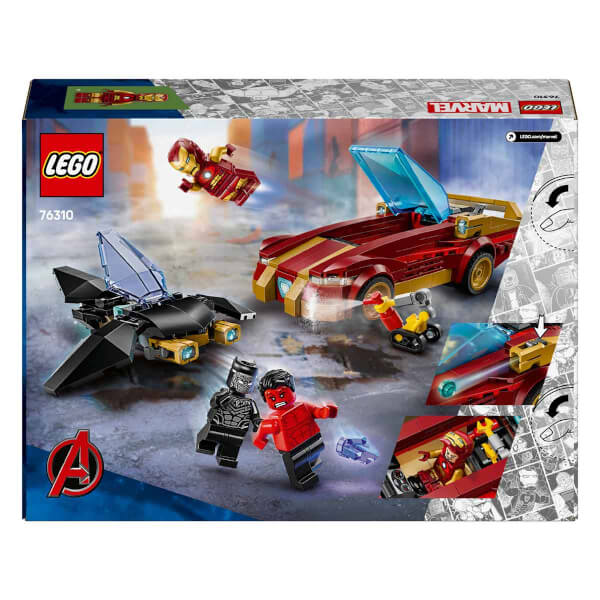 LEGO Marvel Iron Man Arabası ile Black Panther, Red Hulk’a Karşı 76310 - 7 Yaş ve Üzeri Süper Kahraman Seven Çocuklar için Minifigür İçeren Yaratıcı Oyuncak Yapım Seti (295 Parça)