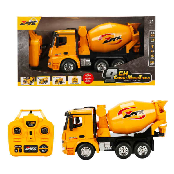 1:18 Sesli ve Işıklı USB Şarjlı Uzaktan Kumandalı Beton Mikseri 30 cm