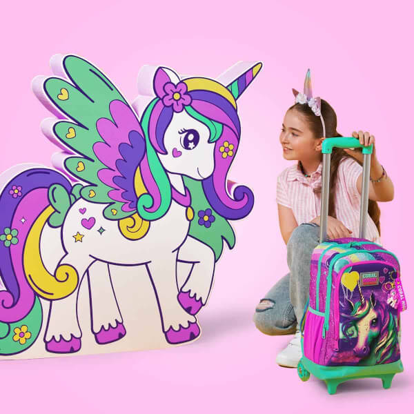 Coral High Unicorn Işıklı Tekerlekli Çekçekli Okul Çantası 23958