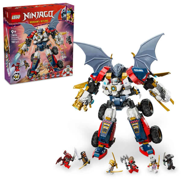 LEGO NINJAGO Zane’in Ultra Kombo Mech’i 71834 - 9 Yaş ve Üzeri Çocuklar için Araba, Jet ve Ejderha İçeren 4’ü 1 Arada Yaratıcı Oyuncak Yapım Seti (1187 Parça)