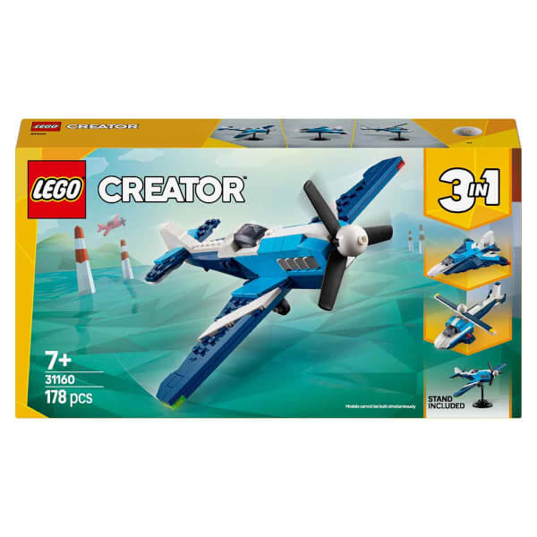 LEGO Creator 3’ü 1 Arada Uçak: Yarış Uçağı 31160 - 7 Yaş ve Üzeri Çocuklar için Jet veya Helikoptere Dönüşebilen Yaratıcı Oyuncak Yapım Seti (178 Parça)