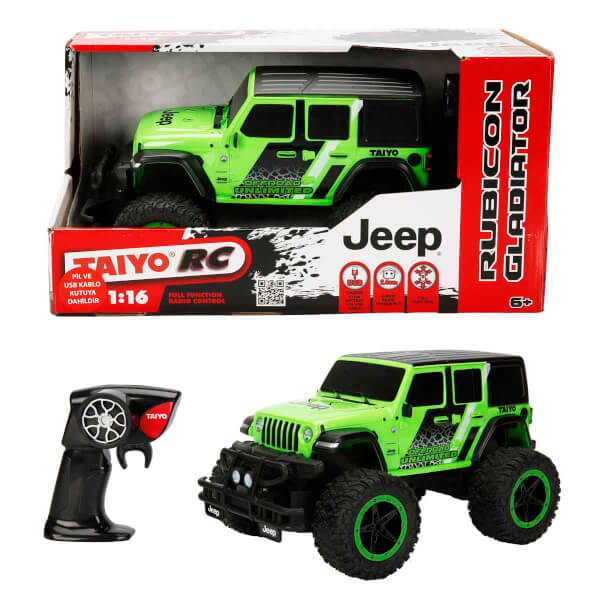 1:16 USB Şarjlı Uzaktan Kumandalı Jeep - Yeşil Jeep Wrangler