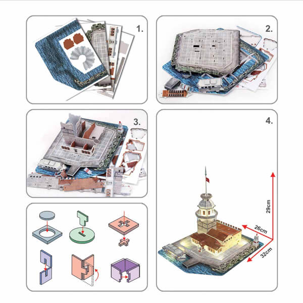 66 Parça 3D Puzzle: Kız Kulesi Led Işıklı