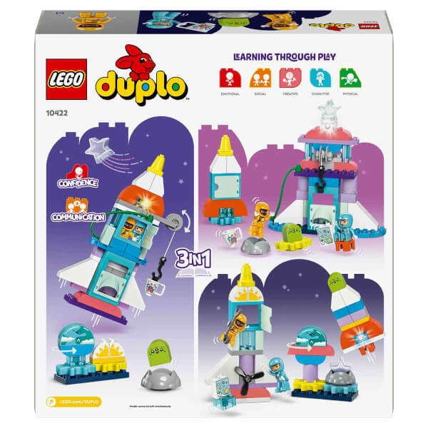 LEGO® DUPLO® 3'ü 1 Arada Uzay Mekiği Macerası 10422 - 3 Yaş ve Üzeri Çocuklar için Astronot Minifigürü İçeren Eğitici Oyuncak Yapım Seti (58 Parça)