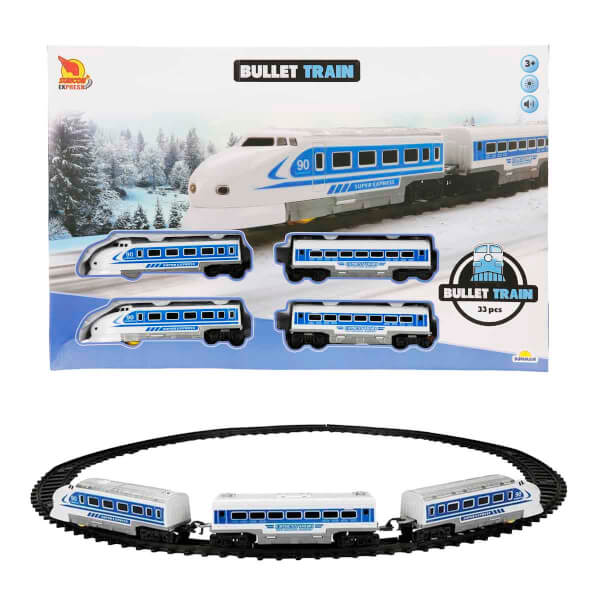 Suncon Sesli ve Işıklı Hızlı Tren Seti 33 Parça  - Mavi