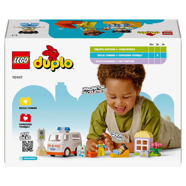 LEGO DUPLO Ambulans ve Sürücü 10447 - 2 Yaş ve Üzeri Küçük Çocuklar için Eğitici Oyuncak Yapım Seti (19 Parça)