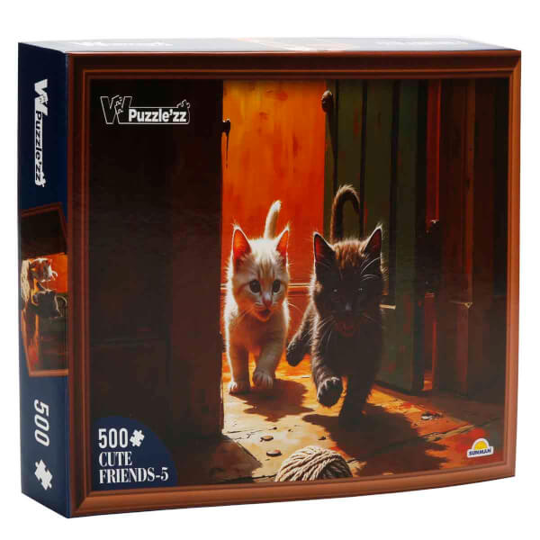 500 Parça Puzzle: Beyaz ve Siyah Kedi