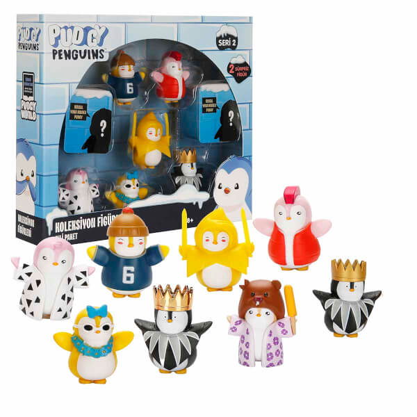 Pudgy Penguins 8'li Figür Seti S2 - Kral Taçlı Penguenli Set