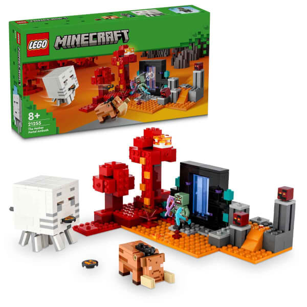 LEGO® Minecraft® Nether Geçidi Pususu 21255 - 8 Yaş ve Üzeri Macera Oyunları Yedi Çocuk İçin Yaratıcı Oyuncak Yapım Seti (352 Parça)