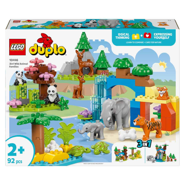 LEGO DUPLO Kasabası 3’ü 1 Arada Vahşi Hayvan Aileleri 10446 - 2 Yaş ve Üzeri Küçük Çocuklar için 10 Hayvan Figürü İçeren Eğitici Oyuncak Yapım Seti (92 Parça)