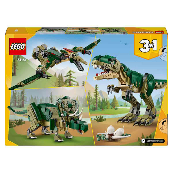 LEGO Creator 3’ü 1 Arada T. rex 31151 – 9 Yaş ve Üzeri İçin Triceratops veya Pterodactyl İçeren Yaratıcı Dinozor Modeli Yapım Seti (626 Parça)