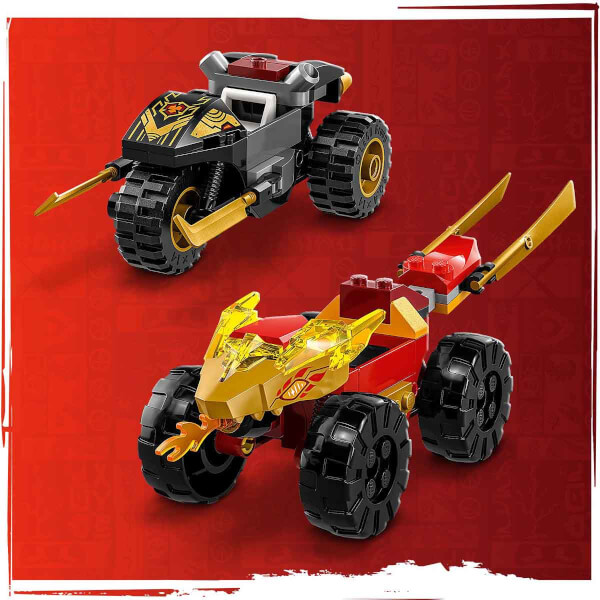  LEGO NINJAGO Kai ve Ras'ın Araba ve Motosiklet Savaşı 71789 - 4 Yaş ve Üzeri Çocuklar için 2 Minifigür İçeren Yaratıcı Oyuncak Yapım Seti (103 Parça)