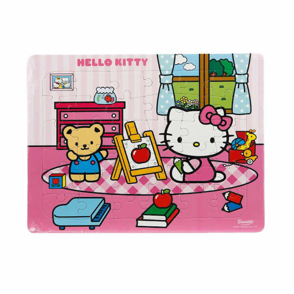 36 Parça Puzzle: Hello Kitty Resim Yapıyor