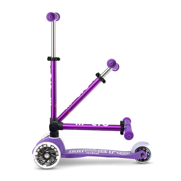 Micro Mini Deluxe 3 Tekerlekli Katlanabilir Işıklı Mor Scooter