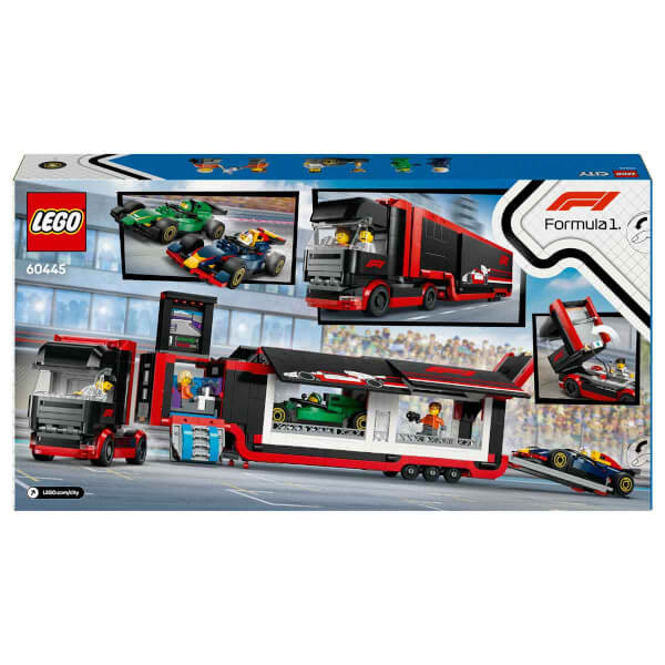 LEGO City RB20 ve AMR24 F1 Arabalı F1 Kamyonu 60445 - 8 Yaş ve Üzeri Çocuklar için Yarış Arabası İçeren Yaratıcı Oyuncak Yapım Seti (1086)
