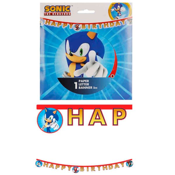 Sonic Speed Desenli Happy Birthday Yazılı Banner