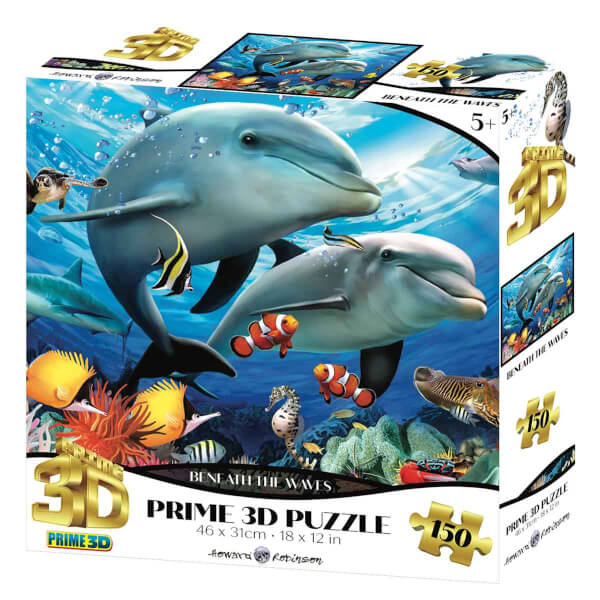 150 Parça 3D Puzzle: Dalga Altında Yunuslar 