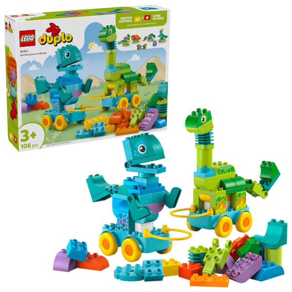 LEGO DUPLO Kasabası 3’ü 1 Arada Tekerlekli Dinozorlar 10451 - 3 Yaş ve Üzeri Çocuklar için Eğitici Oyuncak Yapım Seti (108 Parça)