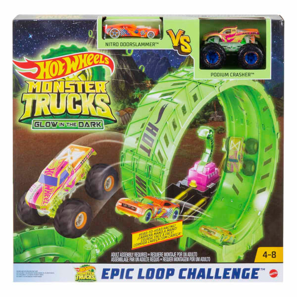 Hot Wheels Monster Trucks Karanlıkta Parlayan Çemberde Yarış Seti HBN02