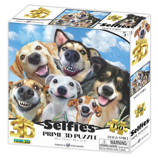 150 Parça 3D Puzzle: Gülen Köpekler Selfie